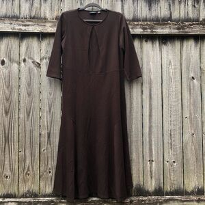 Lennie for Nina Leonard Brown Maxi Dress Size L 3/4 Sleeves